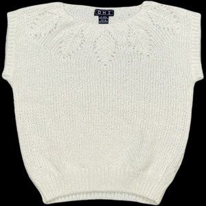 Vintage Cottagecore Knit Sweater Leaf Pattern Size M